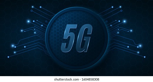 Modern banner for 5G network. High tech circuit board. Modern technology design. Vector Illustration. EPS 10