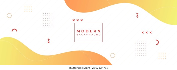 Modern banner background , 2 color, gradation orange and yellow, wave, memphis ,eps 10