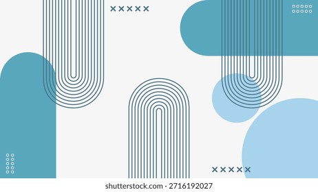 Fondo de Anuncio moderno Formas geométricas Abstractas Patrón de línea azul azulado blanco. Diseño de Vector