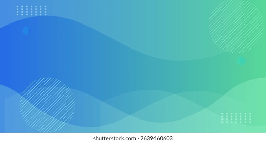 Modern banner background, blue and green gradations, wavy effect style, shape geometric abstract , memphis, eps 10