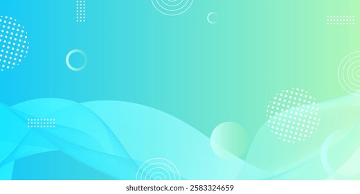 Modern banner background with dynamic wave line for futuristic concept. full color, bright blue green gradation