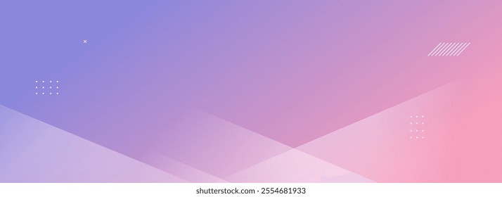 Modern banner background featuring colorful pink and purple gradations with slash shapes. Abstract Memphis style creates a trendy, vibrant aesthetic.