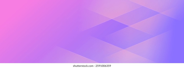 Modern banner background featuring colorful pink and purple gradations with slash shapes. Abstract Memphis style creates a trendy, vibrant aesthetic.