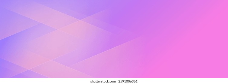 Modern banner background featuring colorful pink and purple gradations with slash shapes. Abstract Memphis style creates a trendy, vibrant aesthetic.