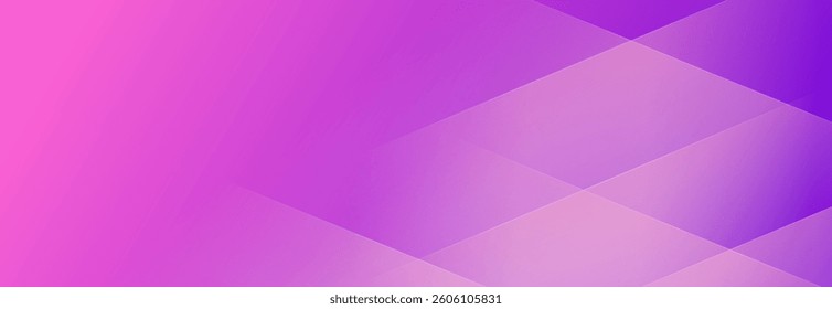 Modern banner background featuring colorful pink and purple gradations with slash shapes. Abstract Memphis style creates a trendy, vibrant aesthetic.
