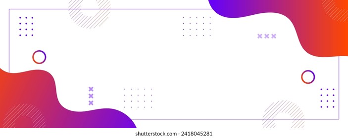 Modern banner background geometric, colorful, orange and purple, wave , frame , abstract . Vector