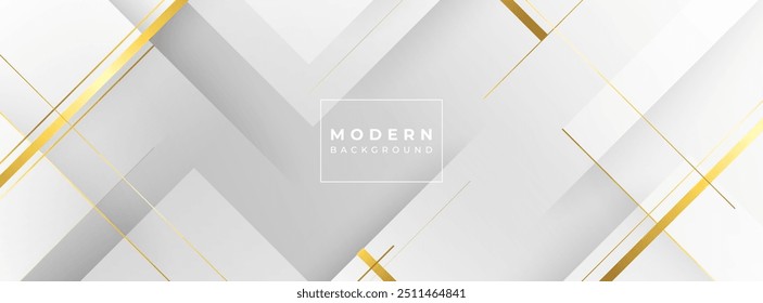 Modern banner background, geometric, gray and white gradations, gold elements, luxury,eps 10