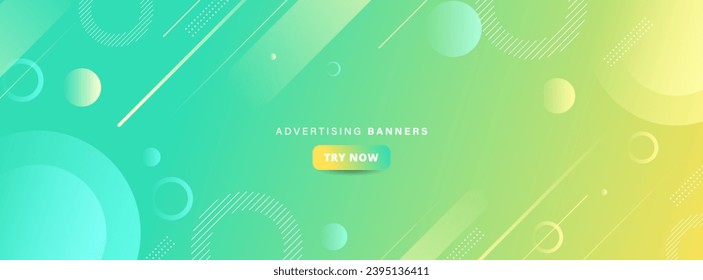 Modern banner background. Geometric memphis. Green and yellow gradation . abstract . vector illustration