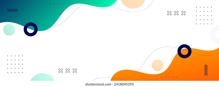 Modern banner background, green ,orange, geometric, wave ,memphis, element. Abstract