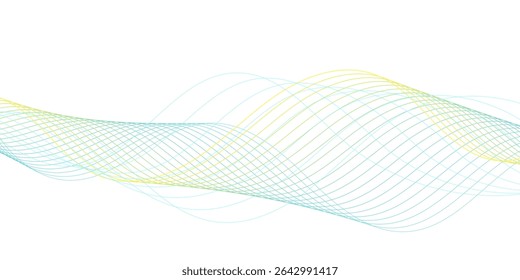 Modern banner background green and yellow with shining waves lines . Geometric shape. Minimalist style. Vector eps 10
