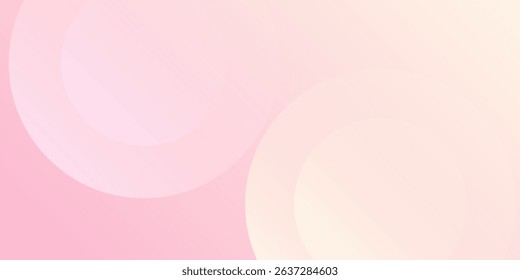 Modern banner background pastel colorful pink and yellow gradations. Circle effect style geometric abstract
