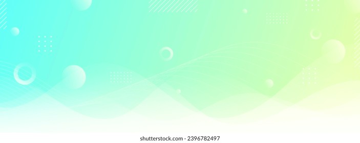Modern banner background. Soft color. Green and yellow gradation .Wave effect. Element memphis