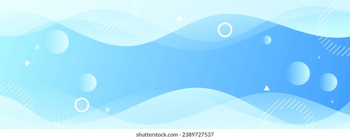Modern banner background. wave effect style. bright blue and white gradation. memphis. circle. abstract