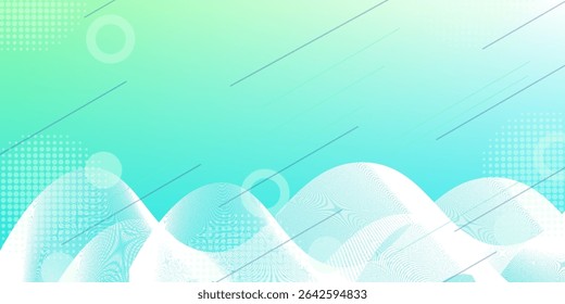 Fondo de Anuncio moderno. Estilo de efecto de onda. Graduaciones verde y azul. Elemento.Vector