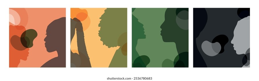 Modern banner for the Black History Month, featuring silhouetted faces.