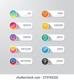 Modern banner button with social icon design options. Vector illustration. can be used for infographic workflow layout, banner, abstract, colour, graphic or website layout vector
