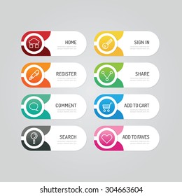 Modern banner button with social icon design options. Vector illustration. can be used for infographic workflow layout, banner, abstract, colour, graphic or website layout vector