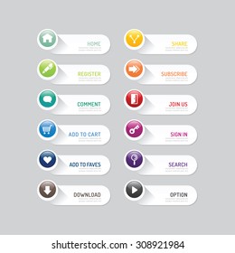 Modern banner button with social icon design options. Vector illustration. can be used for infographic work flow layout, banner, abstract, color, graphic or website layout vector