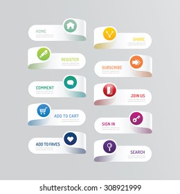 Modern banner button with social icon design options. Vector illustration. can be used for infographic work flow layout, banner, abstract, color, graphic or website layout vector