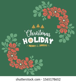 Modern banner christmas holiday, with feature of leaf flower frame. Vector