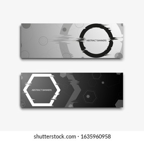 Modern banner with circle and hexagon design elements. Vector banners for text.