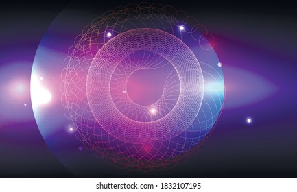 Modern banner. Circular glow. Digital technology background. Bright color. Glow effect