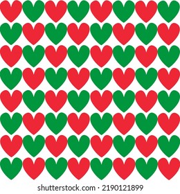 Modern banner with colorful seamless pattern of hearts. Modern vector illustration. Decorative symbol. Vector design banner. Graphic pattern.