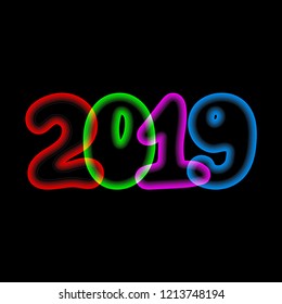 Modern banner for concept design. Winter neon. Neon sign new year 2019. Happy new year design concept. 2019 happy new year background vector.