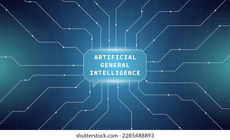 Modern banner design Artificial General Intelligence. Open AI chatbot utilizing AGI and neural network GPT technology for seamless digital communication. Concept vector illustration