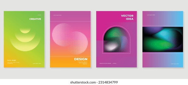 Modern banner design background. Abstract gradient graphic with vibrant gradient mesh, halftone. Aesthetic business cards collection illustration for flyer, brochure, invitation, social media, poster.