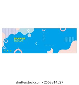 "Modern banner design with a clean layout. Features bold 'LOREM' text, placeholder text, and subtle red line illustrations in the background"