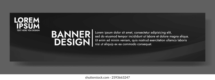 Modern banner design with a dark grey background. 