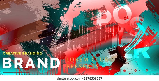 Modern banner design with grunge colorful background and shape. Usable for banner, cover, and header.