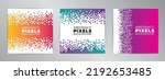 Modern banner design. Pixels cover background. Vector set.
