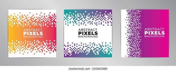 Modern banner design. Pixels cover background. Vector set.