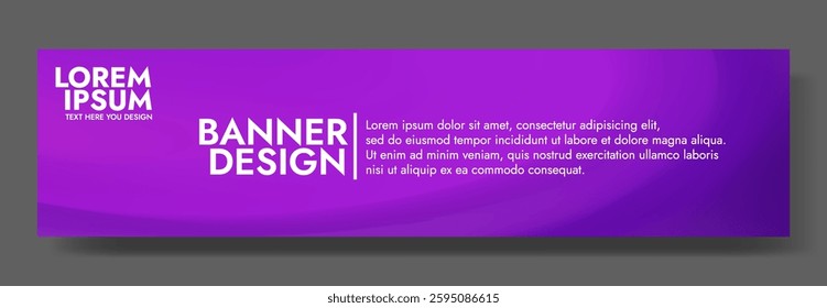 Modern banner design with a purple wave background. 