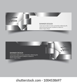 modern banner Design with silver Texture vector. monochrome