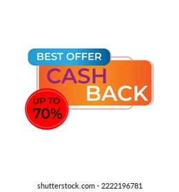 modern banner design tag cashback illustrator. cash back for promotions, sales, discounts. Isolated colorful sticker, money back symbol.