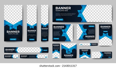 Modern banner design web template Set, Horizontal header web banner. Modern Gradient Blue cover header background for website design, Social Media Cover ads banner, flyer, invitation card
