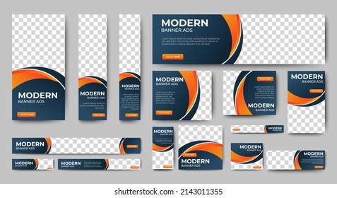 Modern banner design web template Set, Horizontal header web banner. Orange cover header background for website design, Social Media Cover ads banner, flyer, invitation card - Shutterstock ID 2143011355
