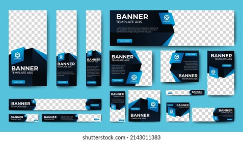 Modern banner design web template Set, Horizontal header web banner. Modern Gradient Blue cover header background for website design, Social Media Cover ads banner, flyer, invitation card
