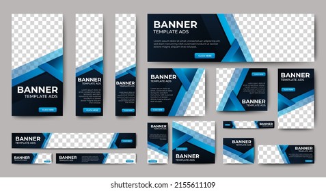 Modern banner design web template Set, Horizontal header web banner. Modern Gradient Blue cover header background for website design, Social Media Cover ads banner, flyer, invitation card