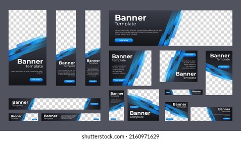 Modern banner design web template Set, Horizontal header web banner. Modern Gradient Blue cover header background for website design, Social Media Cover ads banner, flyer, invitation card