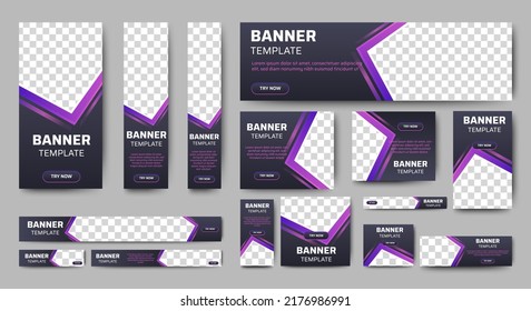 Modern banner design web template Set, Horizontal header web banner. Modern Gradient Blue cover header background for website design, Social Media Cover ads banner, flyer, invitation card
