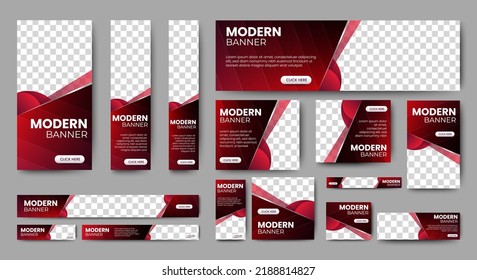 Modern banner design web template Set, Horizontal header web banner. Modern Gradient red cover header background for website design, Social Media Cover ads banner, flyer, invitation card
