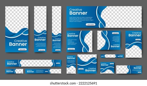Modern banner design web template Set, Horizontal header web banner. Modern Gradient Blue cover header background for website design, Social Media Cover ads banner, flyer, invitation card