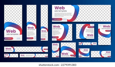 Modern banner design web template Set, Horizontal header web banner. Modern white and Blue cover header background for website design, Social Media Cover ads banner, flyer, invitation card
