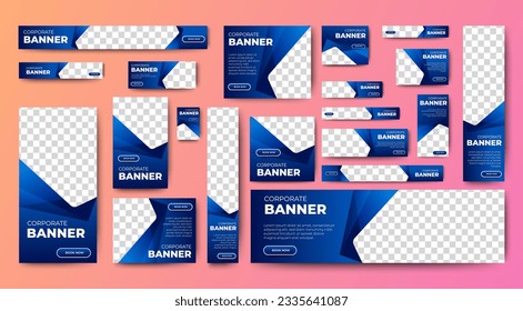 Modern banner design web template Set, Horizontal header web banner. blue cover header background for website design, Social Media Cover ads banner, flyer, invitation card	