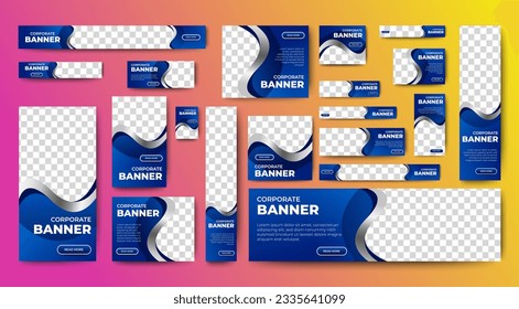 Plantilla web moderna de diseño de banners Set, Banner web de encabezado horizontal. fondo de encabezado de portada azul para el diseño de sitios web, banner de anuncios de cubierta de medios sociales, volante, tarjeta de invitación	