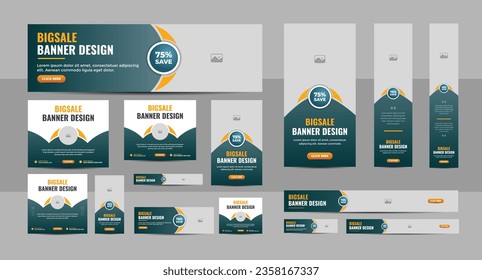 Modern banner design web template Set, Horizontal header web banner. Orange cover header background for website design, Social Media Cover ads banner, flyer, invitation card layout